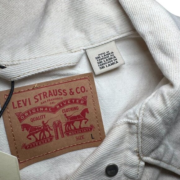 Levi’s Women Stone washed beige Cotton Denim Original Trucker Jacket NWT Large - Picture 10 of 12